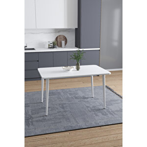 Damla 60x90 Cm İskandinav - Bohem Oval Köşe Beyaz-beyaz Ayak Mutfak - Yemek - Balkon -çalışma Masası Beyaz - Beyaz