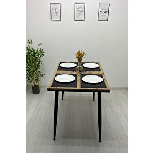 Lucas 70 X 110 Cm Mdf Atlantik Çam Metal Ayaklı Mutfak Yemek Balkon Çalışma Masası İskandinav Bohem