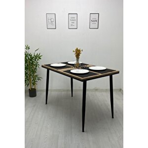 Lucas 70 X 110 Cm Mdf Atlantik Çam Metal Ayaklı Mutfak Yemek Balkon Çalışma Masası İskandinav Bohem
