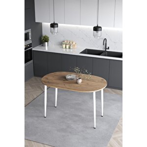 70x110 Cm Atlantik Çam Beyaz Ayak Yemek Masası Mutfak Masası Balkon Masası Çalışma Masası Atlantik Çam - Beyaz