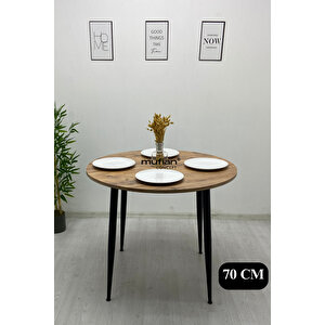 Valencia - 70 Cm Atlantik Çam Tabla Metal Ayaklı Mutfak Masası - Yemek Masası - Balkon Masası Atlantik Çam