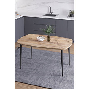 İskandinav Bohem Oval 60x90 Cm Metal Ayaklı Atlantik Çam Mutfak-yemek-balkon-çalışma Masası Luna Atlantik Çam