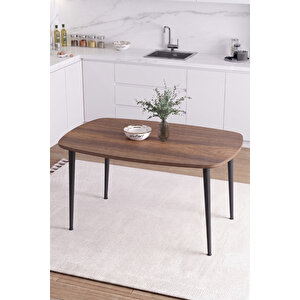 İskandinav Bohem Oval 60x90 Cm Metal Ayaklı Ceviz Mutfak-yemek-balkon-çalışma Masası Luna Ceviz
