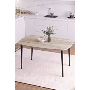 İskandinav Bohem Oval 60x90 Cm Metal Ayaklı Traverten Desen Mutfak-yemek-balkon-çalışma Masası Luna Traverten