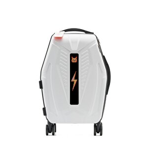 Siber Led Ekranlı Akıllı Valiz Beyaz (kabin Boy)+powerbank Dahildir