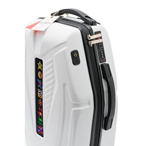 Siber Led Ekranlı Akıllı Valiz Beyaz (kabin Boy)+powerbank Dahildir