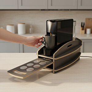 Nespresso Kapsül Standı Ve Çekmecesi – Kahve Makinesi Altlığı, Kapsül Düzenleyici Organizer (20x38x15 Cm)