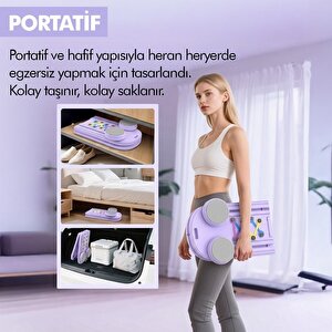 Çok Fonksiyonlu Mor Pilates Ve Fitness Tahtası – Direnç Bantlı Karın, Kol, Sırt Ve Core Egzersiz Aleti