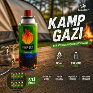 8 Adet Kamp Gazı  Gaz Tüpü Portatif Ocak Kartuşu Tek Kullanımlık Pürmüz 400 Ml 227 Gr