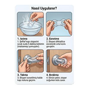 10 Adet Şeffaf Silikon Plastik Kapı Kolu Pencere Tutucu Tutacağı Duvar Koruyucu Tamponu Stoperi