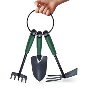 Çapa Tırmık Kürek 3’lü Set Metal Hobi Bahçe El Aletleri Saksı, Çiçek, Bitki Ve Toprak Kazma Seti