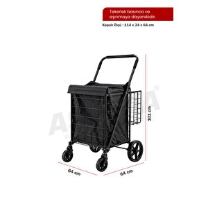 80 Litre Katlanabilir Pazar Arabası Büyük Boy Alışveriş Arabası