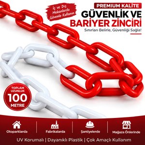 8 Mm Ekonomik İkaz Ürünü Plastik Kırmızı Beyaz 100 Metre Güvenlik Ve Bariyer Zinciri
