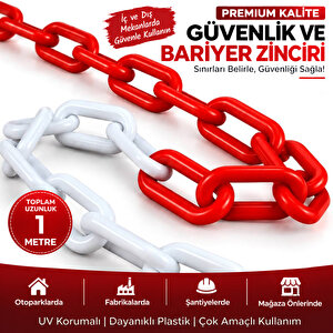 8 Mm Ekonomik İkaz Ürünü Plastik Kırmızı Beyaz 1 Metre Güvenlik Ve Bariyer Zinciri
