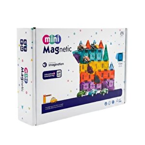 Kzl Mini Magnetic Arabalı Manyetik Yapı Blokları Seti 3.75 Cm 64 Parça Ch1521