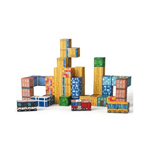 Kzl Şehir Temalı Manyetik Blok Yapı Küpleri Seti 2x2x2 Cm 67 Parça Ch1432