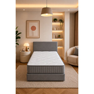 Fly Visco Yatak-baza-başlık Set ( Tamamen Sünger Sandıksız ) Yıkanabilir Bazalı / / Kurulum Gerektirmez Gri