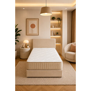 Fly Visco Yatak-baza-başlık Set ( Tamamen Sünger Sandıksız ) Yıkanabilir Bazalı / / Kurulum Gerektirmez Bej