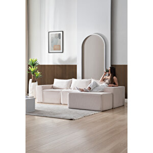 Puzzle Koltuk Tamamen Sünger Minimalist 4 Lü Koltuk Krem