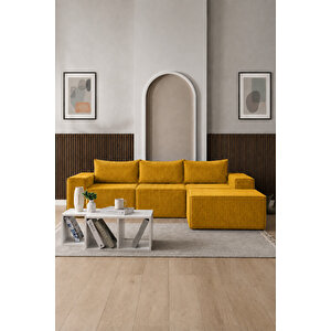 Puzzle Koltuk Tamamen Sünger Minimalist 4 Lü Koltuk Sarı