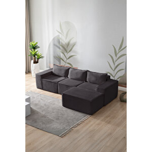 Puzzle Koltuk Tamamen Sünger Minimalist 4 Lü Koltuk Antrasit
