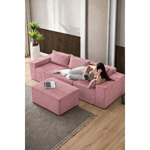 Puzzle Koltuk Tamamen Sünger Minimalist 4 Lü Koltuk Pembe