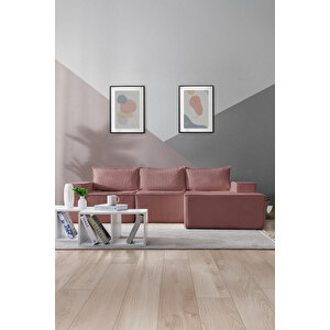 Puzzle Koltuk Tamamen Sünger Minimalist 4 Lü Koltuk Pembe