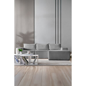 Puzzle Koltuk Tamamen Sünger Minimalist 4 Lü Koltuk Gri