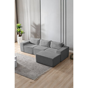 Puzzle Koltuk Tamamen Sünger Minimalist 4 Lü Koltuk Gri