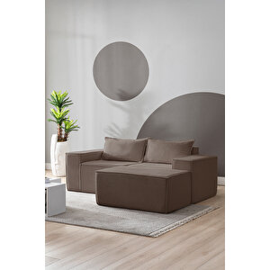Puzzle Koltuk Tamamen Sünger Minimalist 3 Lü Koltuk Kahverengi