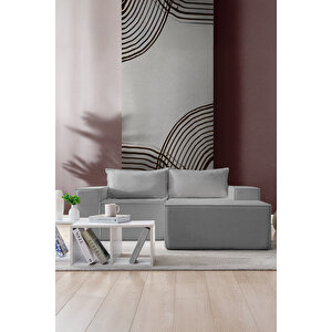 Puzzle Koltuk Tamamen Sünger Minimalist 3 Lü Koltuk Gri
