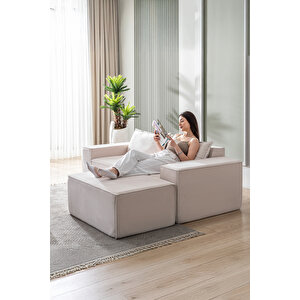 Puzzle Koltuk Tamamen Sünger Minimalist 3 Lü Koltuk Krem