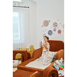 Funbed Yeni Nesil Montessori Çocuk Yatağı & Oyun Alanı Yıkanabilir Sıvı Geçirmez Kiremit