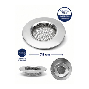 3 Adet Küçük Boy Paslanmaz Çelik Lavabo Süzgeci 7,5 Cm Mit1373