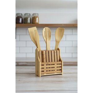 Bambu 9 Parça Standlı Nihale Kaşıklık Set 700627 - Ahşap Kaşık Ve Nihale Seti