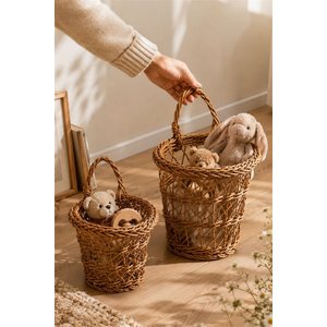 9246 Rattan Asılabilir Örme 2 Boy Çiçeklik - Hasır Dekortif Saksı, Oyuncaklık