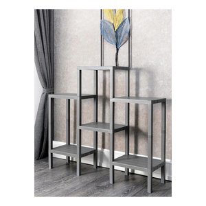 Shelf Piramit 6 Lı  Gri Plastik Raf Ünitesi Çiçeklik Banyo Rafı Mutfak Organizeri, Kitaplık