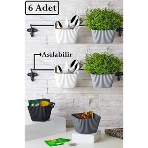 223 6 Adet Asılabilir Dekoratif Kaşıklık Baharatlık Ve Çiçeklik Kaktüs Saksısı