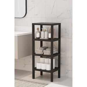 Ombeg Dekoratif 4 Katlı Plastik Çok Amaçlı Banyo Düzenleyici Saksılık Kitaplık Siyah Organizer