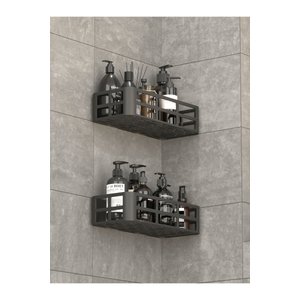 6 Adet Banyo Düzenleyici Şampuanlık Sabunluk Set Yapışkanlı Askılı Duş Rafı Organizer
