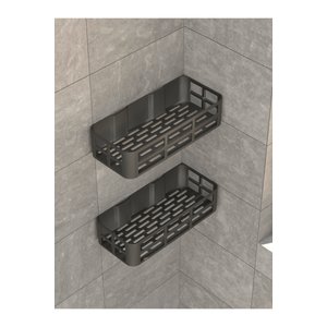6 Adet Banyo Düzenleyici Şampuanlık Sabunluk Set Yapışkanlı Askılı Duş Rafı Organizer