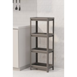 4 Katlı Banyo Raf Ünitesi Siyah Banyo Düzenleyici Şampuanlık Havluluk Dolap