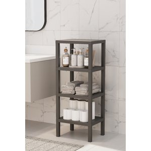 Ombeg Dekoratif 4 Katlı Plastik Çok Amaçlı Banyo Düzenleyici Saksılık Kitaplık Gri Organizer