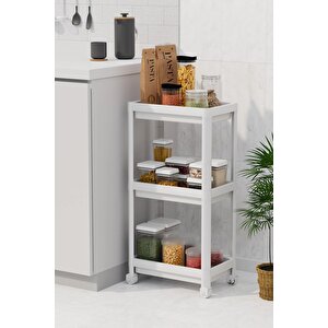 3 Katlı Banyo Raf Ünitesi (peggy) Beyaz Banyo Düzenleyici Şampuanlık Havluluk Dolap(beyaz)