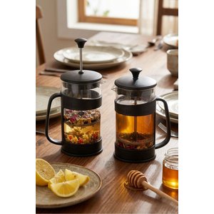 2 Adet Barista 400 Ml French Press Siyah Bitki Çayı Demleme İçin Özel tutma saplı