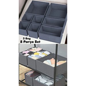 Coco 8 'li Set Çekmece Içi Düzenleyici Organizer Set Antrasit - Çorap Sütyen Şal Kumaş Kutu