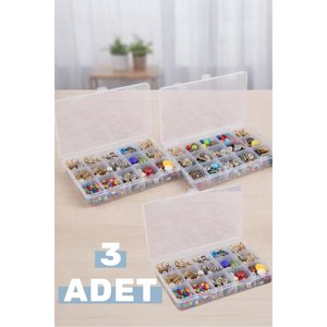 3 Adet 18 Bölmeli Şeffaf Kolye Yüzük Takı Kutusu Dişçi Ürünler Organizer Düzenleyici Kutu
