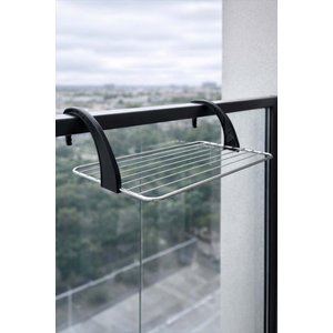 Dirsekli Balkon Kurutmalık Siyah - Balkon Askısı Çamaşırlık Balkon Demirinde Çamaşır Kurutma