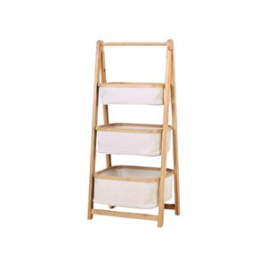 Bambu Krem 3 Sepetli Organizer 700751 - Ahşap Hobi Sepeti Oyuncak Sepeti Düzenleyici