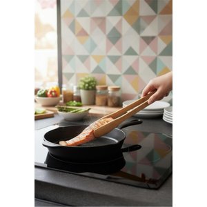 5 Parça Bambu Servis Ve Spatula Seti - Bambu Mutfak Seti 30 Cm Kaşık Maşa Sunum Seti